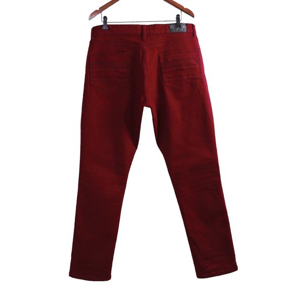 Ethanol Wine Red Slim Stretch Jeans - Picture 2 of 16